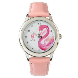 5. Geburtstag 5 Jahre alt Mädchen Hübsch Flamingo Armbanduhr