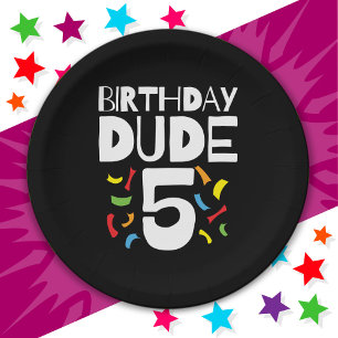 5. Geburtstag 5 Jahre alter Junge Party Geburtstag Pappteller