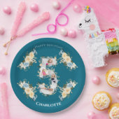 5. Geburtstag Aquamarines Foto Collage Blue Yellow Pappteller (Party)