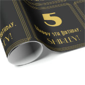 5. Geburtstag - Art Deco Inspiriert Aussehen "5" & Geschenkpapier (Rolleneckpunkt)