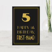 5. Geburtstag - Art Deco Inspiriert Aussehen "5" & Karte (Vorderseite)