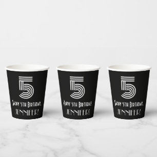 5. Geburtstag — Art Deco Inspiriert Aussehen "5" + Pappbecher