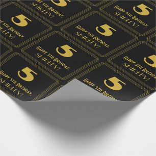 5. Geburtstag – Art Deco inspiriertes Aussehen "5" Geschenkpapier