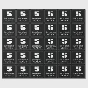 5. Geburtstag: Art Deco  Look "5" & Name Geschenkpapier