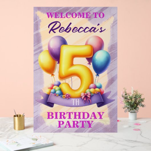 5. Geburtstag Ballon Thema Acrylschild (Hochzeit)