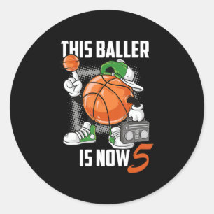 5. Geburtstag Basketball Spieler Sonnige 5 Jahre a Runder Aufkleber