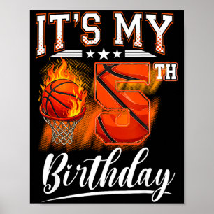 5. Geburtstag Basketball Thema 5 Jahre alter Gebur Poster