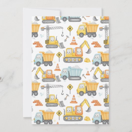 5. Geburtstag Baujunge Geburtstag Einladung (Rückseite)