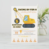 5. Geburtstag Baukran Einladung (Stehend Vorderseite)