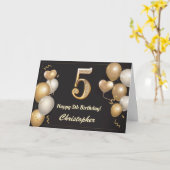 5. Geburtstag Black and Gold Balloons Geburtstag Karte (Gelbe Blume)