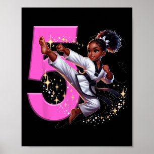 5. Geburtstag Black Girl Martial Arts Party Taekwo Poster