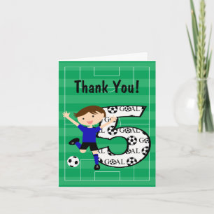 5. Geburtstag Blau und Schwarzer Fußball Vielen Da Dankeskarte