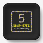 5. Geburtstag: Blumennummer, Individuelle Name, Bl Pappteller (Vorderseite)