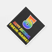 5. Geburtstag: Bold, Fun, Simple, Rainbow 5 Serviette (Ecke)