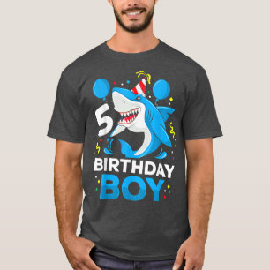 5. Geburtstag Boy Shark Ocean Thema Party 5 Jahre T-Shirt