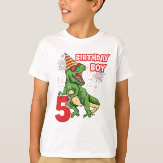 5. Geburtstag Boy T-Rex Dinosaur Kinder  T-Shirt