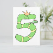 5. Geburtstag Cartoon, grün. Einladung (Stehend Vorderseite)