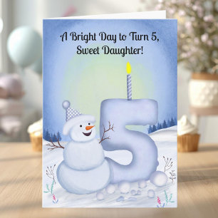 5. Geburtstag der Tochter Schneemann Schnee Karte