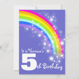 5. Geburtstag des Kinderlila rosa Regenbogens Einladung
