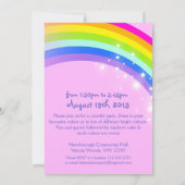 5. Geburtstag des Kinderlila rosa Regenbogens Einladung (Rückseite)