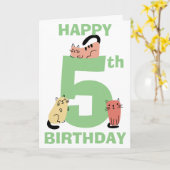 5. Geburtstag Doodle Cats Benutzerdefinierte Meldu Karte (Gelbe Blume)