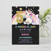 5. Geburtstag Einhorn Geburtstag Einladungen (Stehend Vorderseite)