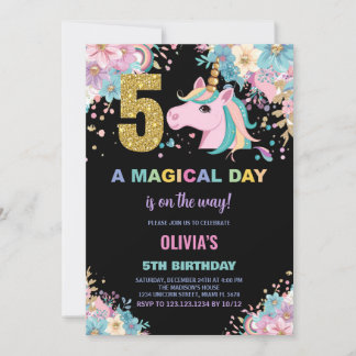 5. Geburtstag Einhorn Geburtstag Einladungen