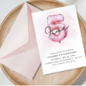 5. Geburtstag Einladung mit rosa Ballon