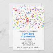 5. Geburtstag Einladungen Confetti Rainbow Boy (Vorderseite)