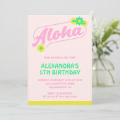 5. Geburtstag Einladungen Tropical Aloha Pink (Stehend Vorderseite)