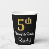 5. Geburtstag - Elegantes Luxuriöses Imitat Gold L Pappbecher (Rückseite)