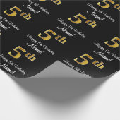 5. Geburtstag: Elegantes Luxurious Imitate Gold Lo Geschenkpapier (Ecke)