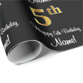 5. Geburtstag: Elegantes Luxurious Imitate Gold Lo Geschenkpapier (Rolleneckpunkt)