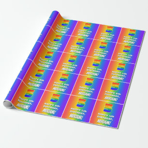 5. Geburtstag: Farbenfroh, Fun Rainbow Pattern # 5 Geschenkpapier