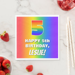 5. Geburtstag: Farbenfroh, Fun Rainbow Pattern # 5 Serviette