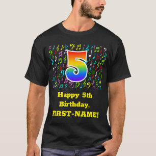 5. Geburtstag: Farbige Musiksymbole, Regenbogen 5 T-Shirt