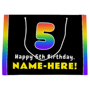 5. Geburtstag: Farbiger Regenbogen # 5, Individuel Große Geschenktüte