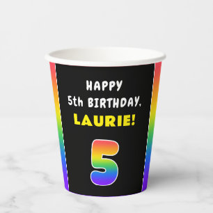 5. Geburtstag: Farbiger Regenbogen # 5, Individuel Pappbecher