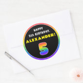 5. Geburtstag: Farbiger Regenbogen # 5, Individuel Runder Aufkleber (Umschlag)