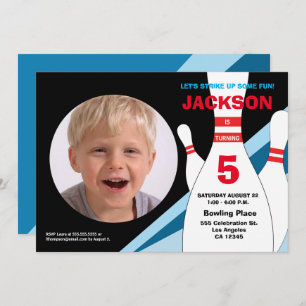 5. Geburtstag Foto Bowling Party rot Einladung