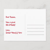 5. Geburtstag - Fun Fireworks Pattern + Regenbogen Postkarte (Rückseite)