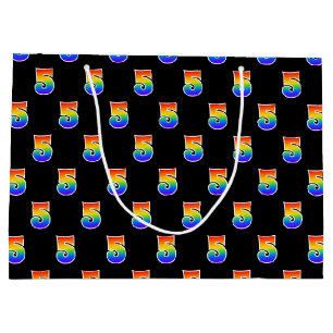5. Geburtstag: Fun Rainbow Event Nummer 5 Muster Große Geschenktüte