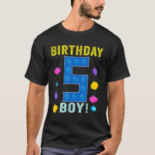 5. Geburtstag Fünf 5 Jahre alter Block Gebäude Boy T-Shirt