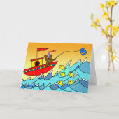 5. Geburtstag für Kinder, Party Bären Fischen Karte (Gelbe Blume)