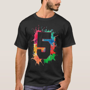 5. Geburtstag für Mädchen Jungen 5 Paint Splashes T-Shirt