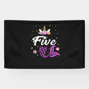 5. Geburtstag Girl Unicorn Shirt Meerjungfrau Schw Banner
