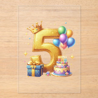5. Geburtstag Gold Acryleinladungen