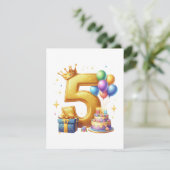 5. Geburtstag Gold Einladung (Stehend Vorderseite)