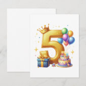 5. Geburtstag Gold Einladung (Vorne/Hinten)