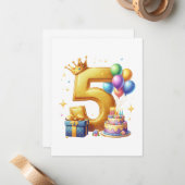 5. Geburtstag Gold Mitteilungskarte (Vorderseite/Rückseite Beispiel)